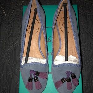 New Jack Rogers Grace Tassel Loafers Blue Suede 6